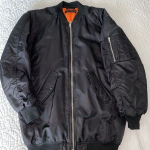 Woman Oversized Bomber Jacket with 2-Way Zip